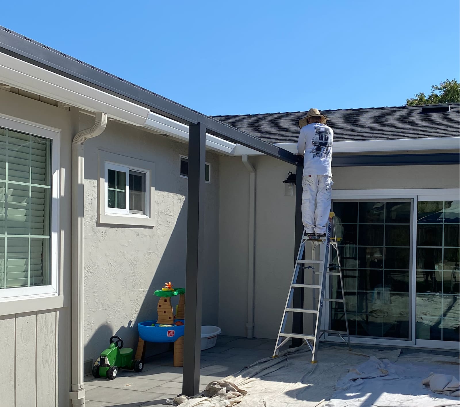 Patio cover install & finish (before / after) before
